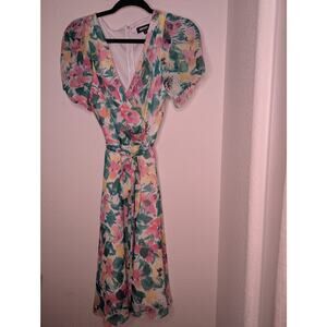 DKNY Floral Watercolor Pastel Garden Tea Party Dress 10